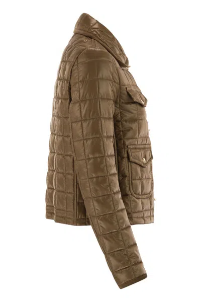 Fay 3 Hooks In Technical Checkered Fabric In Brown