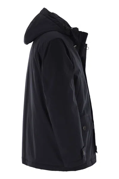 Fay Structured Black Cape With High Collar In Blue
