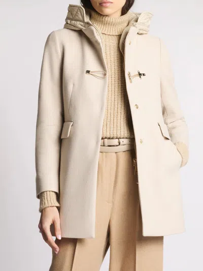 Fay Ivory Short Coat With Tailored Silhouette And Minimalist Design In Neutral
