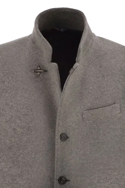 Fay Tailored Grey Wool Blend Coat In Gray