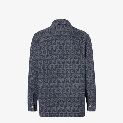 Fendi Giubbino In Denim Ricamato Uomo In Blue