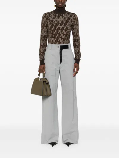 Fendi Ff Jacquard Turtleneck Sweater In Brown
