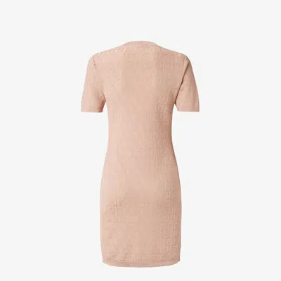 Fendi Ff Jacquard Knitted Mini Dress In Neutral