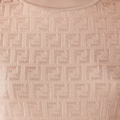 Fendi Ff Jacquard Knitted Mini Dress In Neutral
