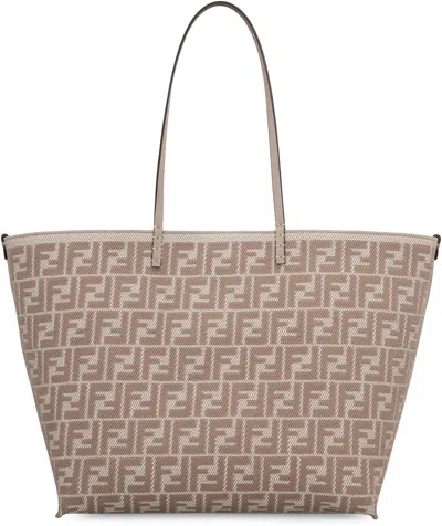 Fendi Women Reversible Pequin Ff Striped Fabric Shopper In Multi