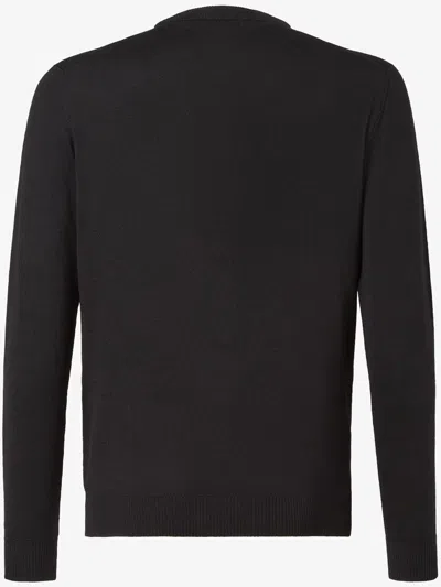 Fendi Regular Fit Wool Blend Pullover With Pockets In Brown