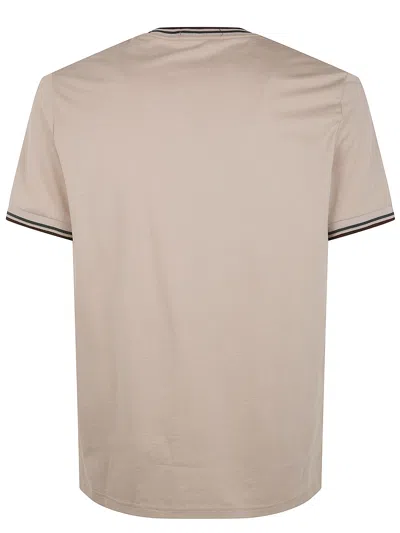 Fred Perry Laurel-motif Contrasting-trim T-shirt In Neutral