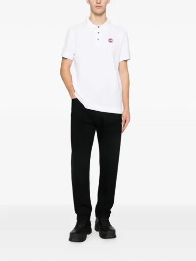 Canada Goose Logo-patch Polo Shirt In White