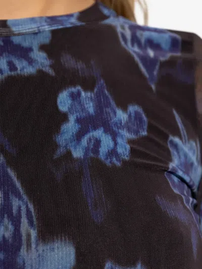 Rag & Bone Yana Printed Mesh Long Sleeve Tee In Black