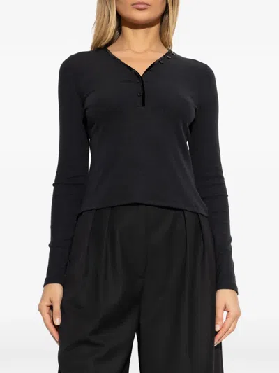 Frame Button Ribbed Top In Black