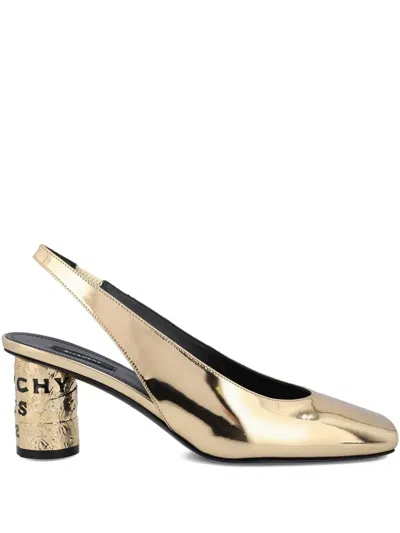 Givenchy Tape Slingbacks In Mirror Effect Leather In Gold