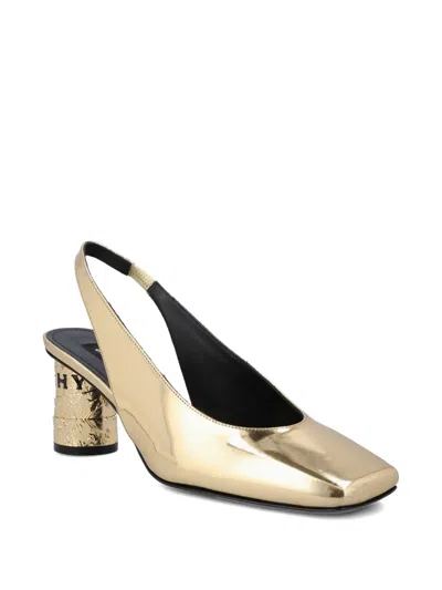 Givenchy Tape Slingbacks In Mirror Effect Leather In Gold