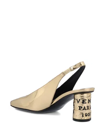 Givenchy Tape Slingbacks In Mirror Effect Leather In Gold