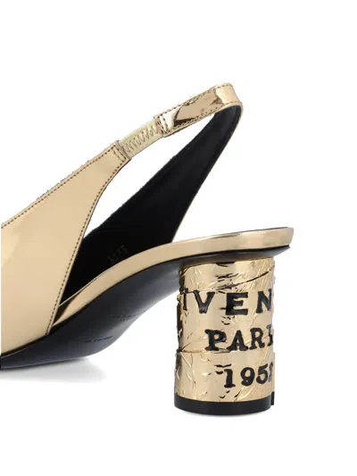 Givenchy Tape Slingbacks In Mirror Effect Leather In Gold