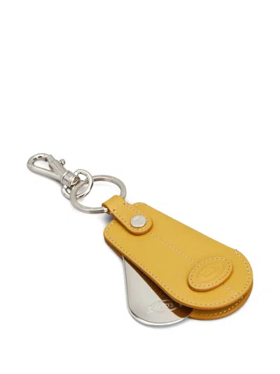 Tod's Contrast Stitching Keyring In Yellow