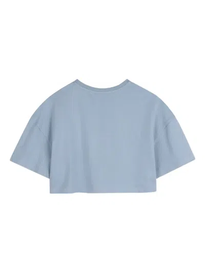 Chloé Kids Logo Cropped Cotton Jersey T-shirt In Blue
