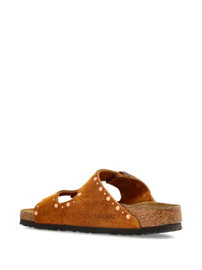Birkenstock Arizona Rivets Studded Slide Sandal In Brown