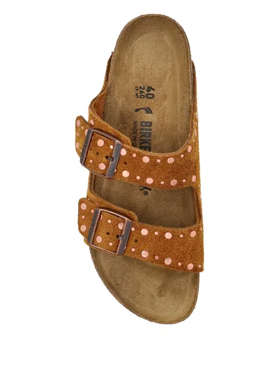 Birkenstock Arizona Rivets Studded Slide Sandal In Brown