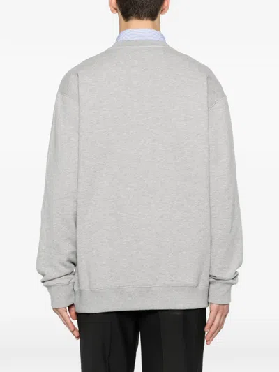 Gucci Men Grey Crewneck Sweatshirt With Logo Detail On The Front In Cotton Man In Gray