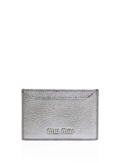 Miu Miu Madras Metallic Leather Card Case In Na