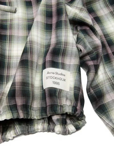 Acne Studios Hooded Nylon Silk Jacket Checked Pattern In Black