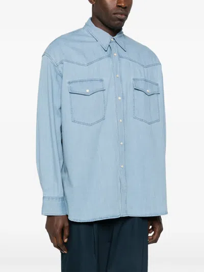Studio Nicholson Flap-pocket Shirt In Blue