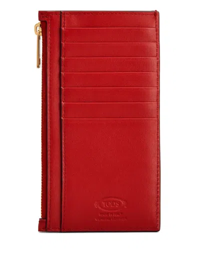 Tod's Zip-fastening Card Holder In Red