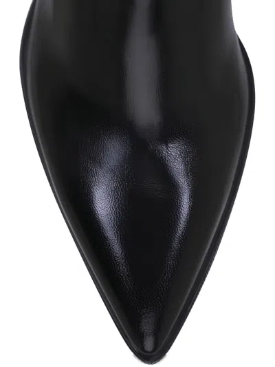 Santoni Mariel Pointed-toe Block-heel Boots In Black