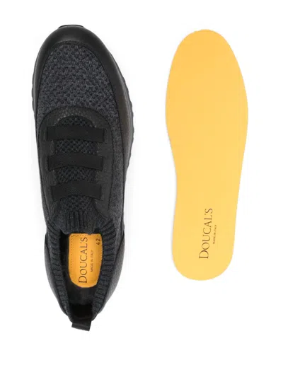 Doucal's Leather-panel Sneakers In Black