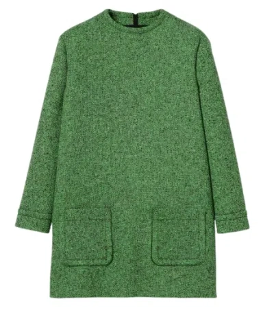 Gucci Textured Cotton Dress Featuring Patch Pockets In Green