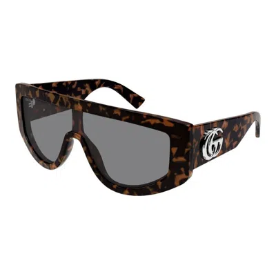 Gucci Gg-logo Rectangular Frame Sunglasses In Brown