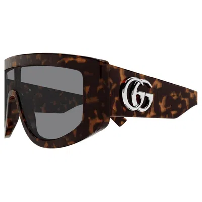 Gucci Gg-logo Rectangular Frame Sunglasses In Brown