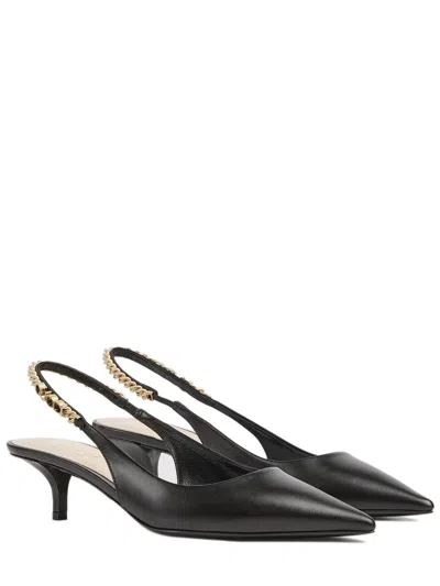 Gucci Signoria 45 Slingback Pumps In Patent Leather In Black