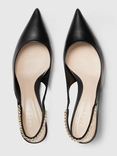 Gucci Signoria 45 Slingback Pumps In Patent Leather In Black