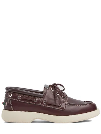 Gucci Boat Shoes Lace-up Detail In Burgundy