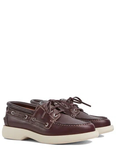 Gucci Boat Shoes Lace-up Detail In Burgundy