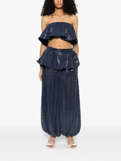 Adriana Degreas Sequin-embellished Ruffled Trousers In Multi