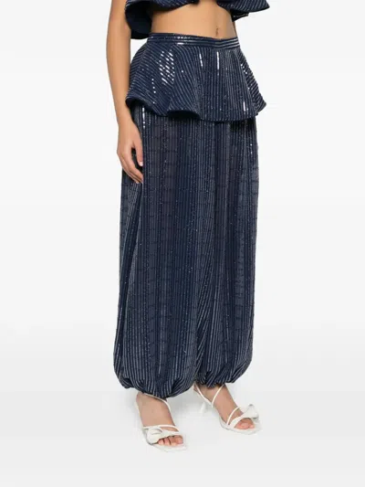 Adriana Degreas Sequin-embellished Ruffled Trousers In Multi