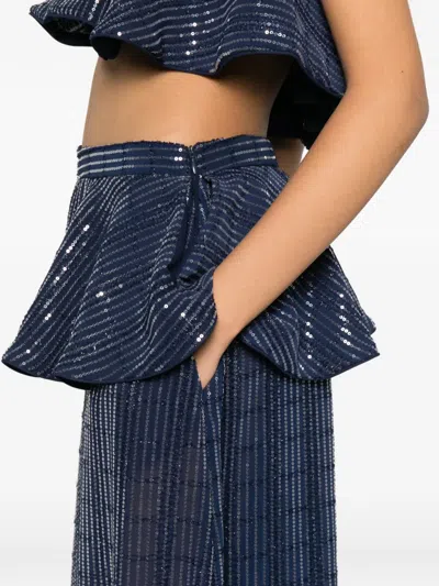 Adriana Degreas Sequin-embellished Ruffled Trousers In Multi