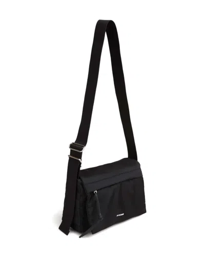 Jil Sander Rectangular Flap Shoulder Bag Adjustable Strap In Black