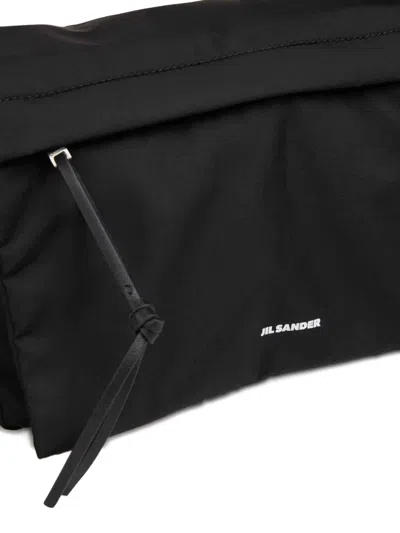 Jil Sander Rectangular Flap Shoulder Bag Adjustable Strap In Black