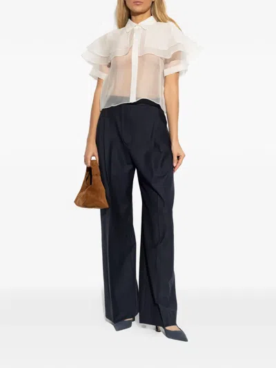 Frame Cape Accent Silk Button-up Shirt In Neutral