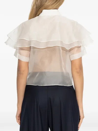 Frame Cape Accent Silk Button-up Shirt In Neutral