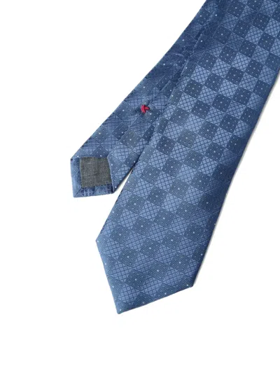 Brunello Cucinelli Textured Pattern Silk Tie In Blue