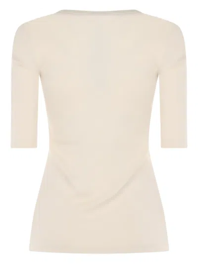 Fabiana Filippi Ribbed Top Fitted Silhouette Scoop Neck In Neutral
