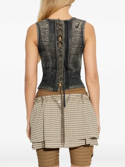 Nike V-neck Lace-up Top In Black