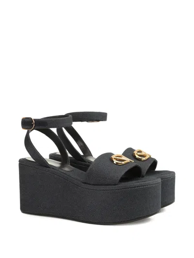 Sergio Rossi Logo-plaque Platform Sandals In Blue