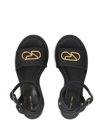 Sergio Rossi Logo-plaque Platform Sandals In Blue