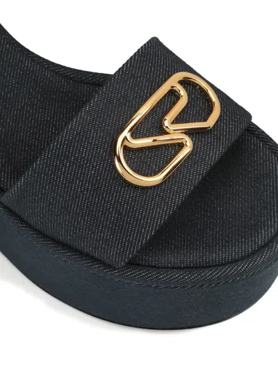 Sergio Rossi Logo-plaque Platform Sandals In Blue