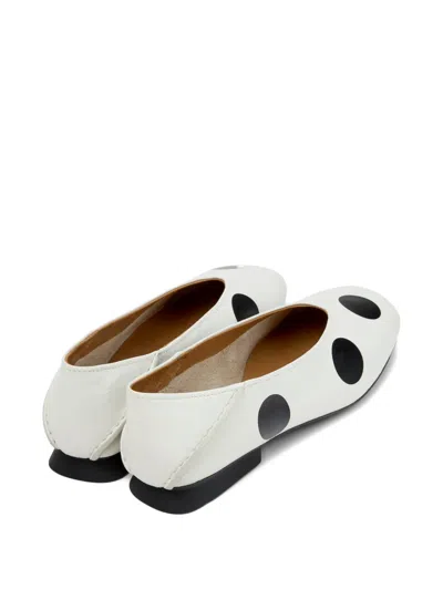 Camper Casi Myra Twins Polka Dot Ballerina Flat In White